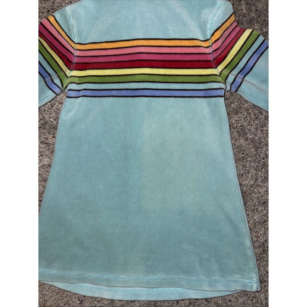 Gymboree Blue Fleece Dress With Hood Rainbow Stripes 2005 Dress Size 3 - Picture 6 of 6